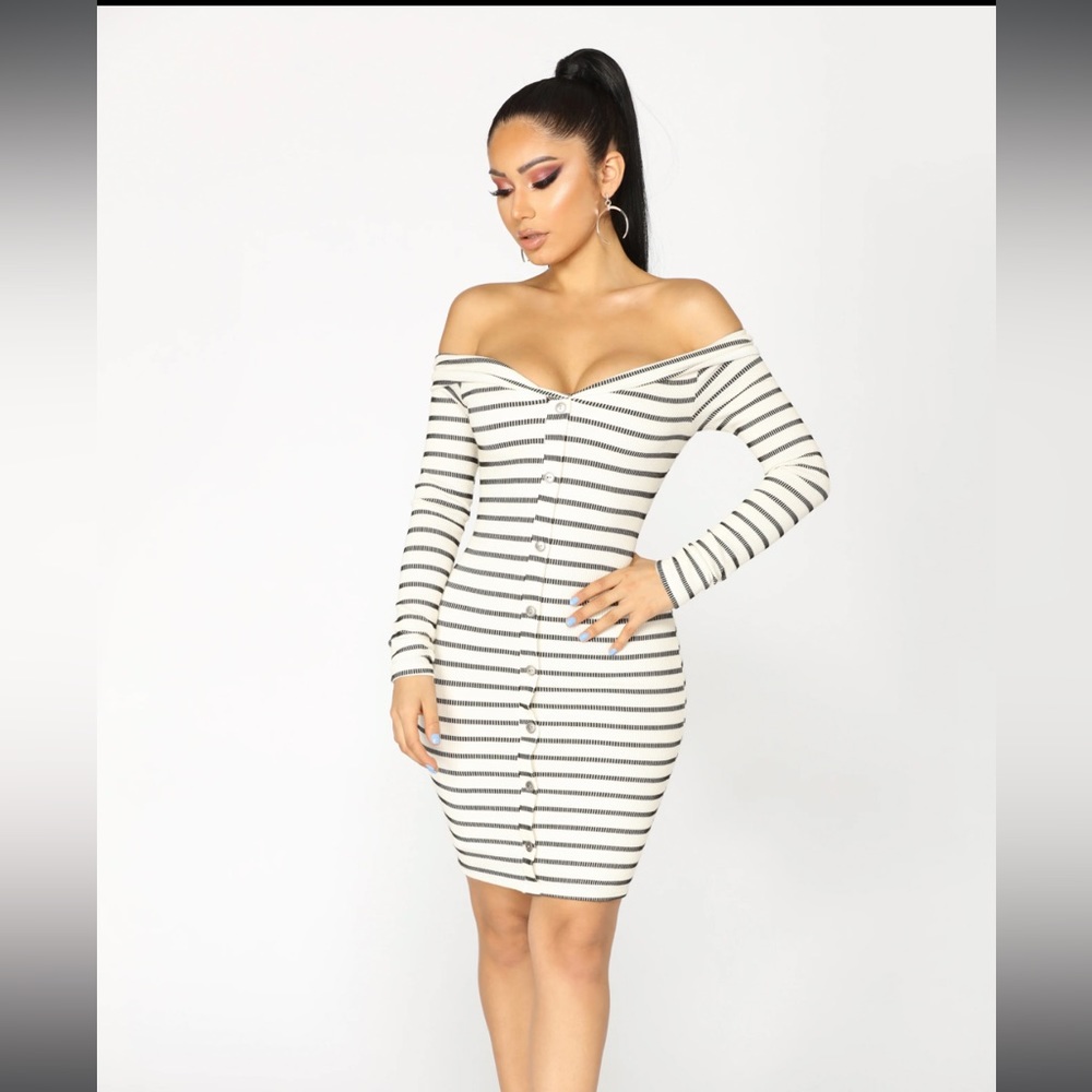 Fashion Nova “Stripe That Down” Midi Dress